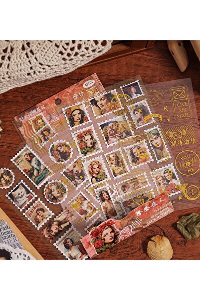 gifttime Vintage Stamp Design Aesthetic Sticker Set - Notebook, Planner, and ...