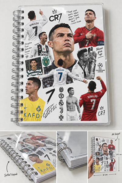 Atölye Prana Cristiano Ronaldo A4 Spiralli Defter – CR7 Futbol Temalı Şeffaf ...