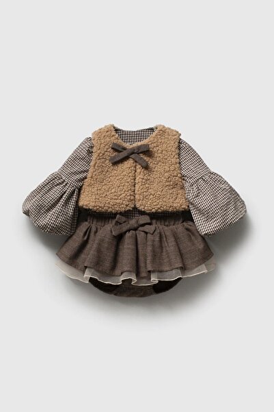 HAUSEkids 9-24 Months Noelle Ruban Baby Girl Set-Mocca