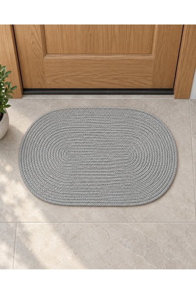 la lune home Oval Jute Door Mat 40X60 cm Knitted Textured Decorative Rug