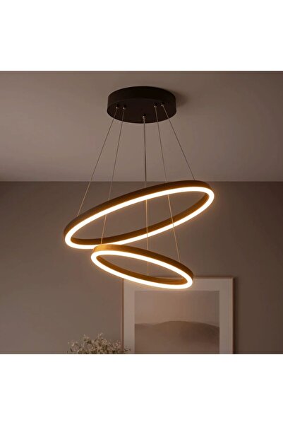 SELEXMO Lustra LED suspendata cu Telecomanda CASIANA 40W, 2 Cercuri, Lumina R...