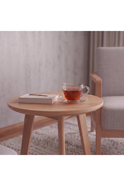 Setoso Atelier Sven İskandinav Masif Ahşap Gri Keten 5 Parça Dinlenme Seti