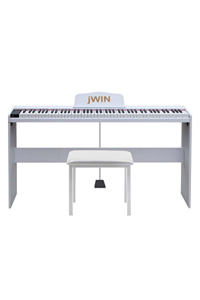 JWIN SDP-88 Tuş Hassasiyetli 88 Tuşlu Dijital Piyano + Tabure - Beyaz