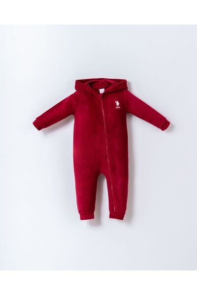 U.S. Polo Assn. 9-36 Months Licensed Us Polo Assn Baby Boy Jumpsuit-Burgundy