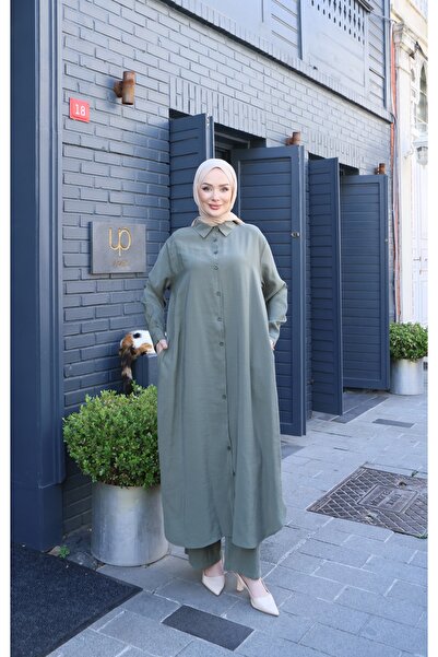 NİSUM MODA Μοντάλ κοστούμι με μακρύ πουκάμισο