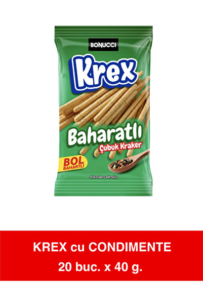 Bonucci Krex cu Condimente Πικάντικα Κράκερ Στικ – 40γρ x 20 Τεμάχια Κουτί Πρ...