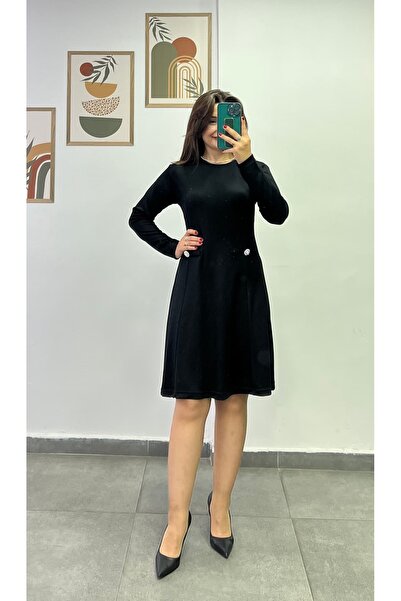 bydenizcollection Rochie cu detaliu de nasturi la partea din față și talie ma...