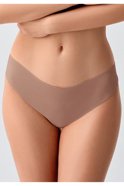 NEWBRA LINGERIE Σλιπ String Laser Cut New Bra με σιλικόνη Cappuccino - Καπουτ...