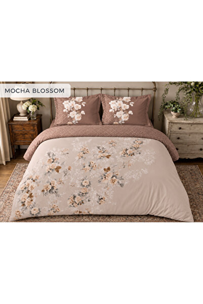 Maisonette Mocha Blossom Fitted Çarşaflı Çift Kişilik Nevresim Takımı – %100 ...