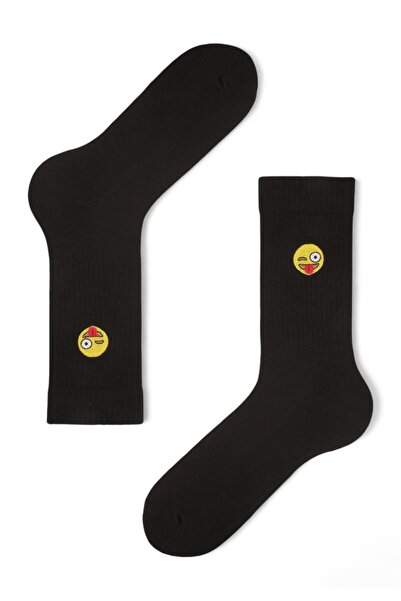 Soma Κάλτσες Unisex Rib με κέντημα Funny - Μαύρο