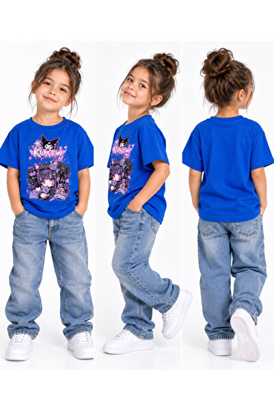 ENB1R MODA Girl's Crew Neck Kuroomi Printed T-Shirt Comfortable Fit Casual Sp...