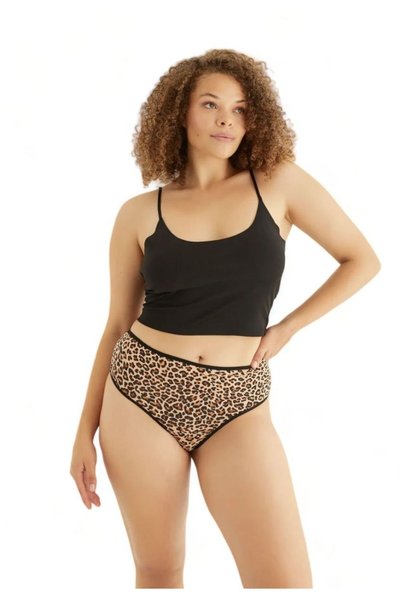SeXen Brazil Slip με δαντέλα ψηλοκάβαλα Lisa Leopard 5 Tεμ. - Μαύρο