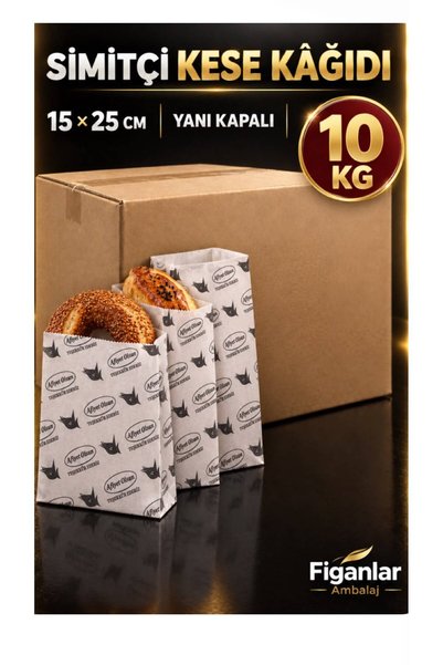 figanlar ambalaj 10 KG Baskılı Simit Kese Kağıdı 15x25 cm Beyaz Yağlı Yanı Ka...