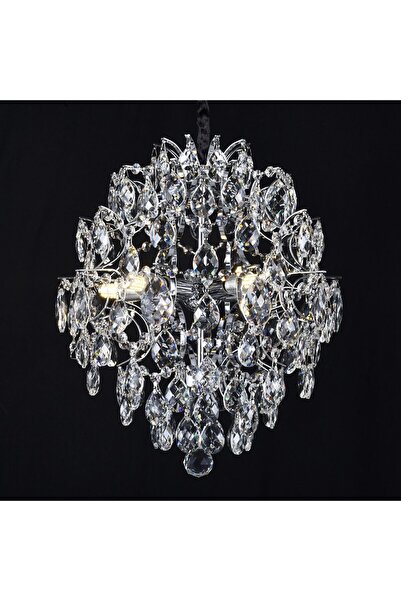 SELEXMO Candelabru Cristal CRYSTARA Nobile, 5x E14, Diametru 40cm, Crom Lucios