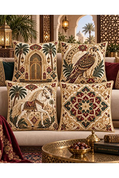 menesahome Arabian Horse Hawk Palace and Mandala Patterned Embroidery-Looking...