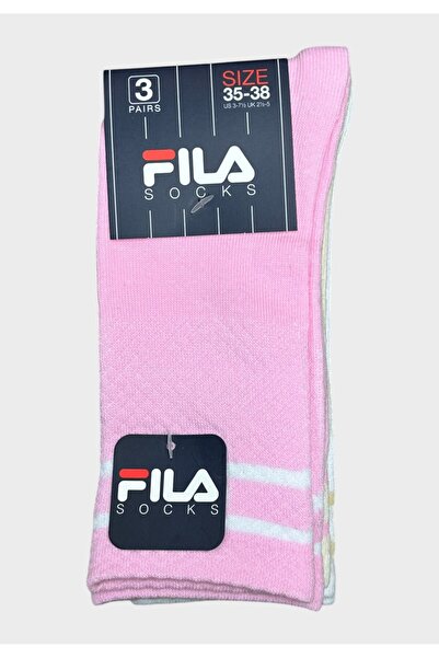 FILA Παιδικές Κάλτσες Κοριτσιού 3-Pack Ροζ, Λευκές & Εκρού - Πολύχρωμο