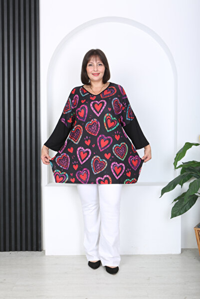 XL Modam Women's Lycra Viscose V-Neck Plus Size Tunic