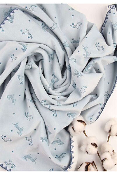 Bibaby Κουβέρτα βρεφική Fleece Zebras 90 x 90 εκ. - Γαλάζιο