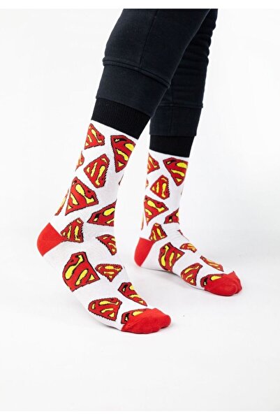 Çimpa Cimpa Superman S Logo Βαμβακερές Κάλτσες White - Λευκό
