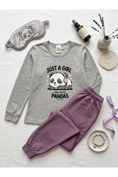 Nina Club Just A Girl Who Loves Pandas Παιδική Πιτζάμα για Κορίτσι 100% Βαμβα...