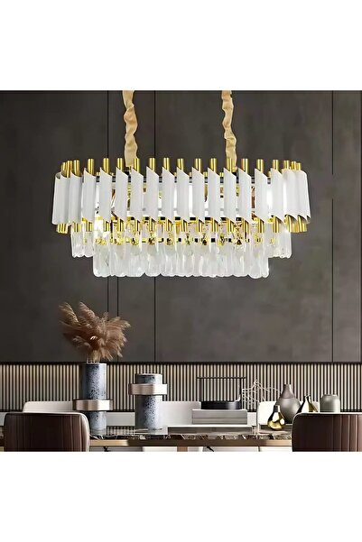 SELEXMO Candelabru Cristal VERSAILLES Regalis, Lungime 80cm, 10xE14, Alb, Ina...