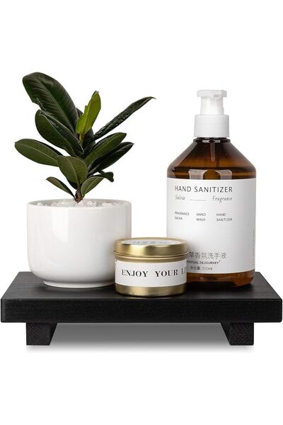 zoocatia Bathroom Counter Organizer Wood Pedestal Stand Farmhouse Decorative ...