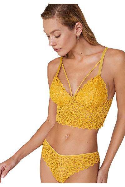Cansoy Σετ Bralette - Brazil Δαντελένια Liona Dusty Yellow - Μουσταρδί