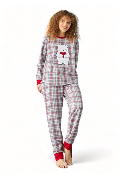 Siyah İnci Πιτζαμα γυναικεία Fleece Love You Bear - Γαλάζιο