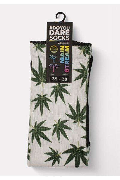 dimi socks Κάλτσα #doyoudaresocks by Digital Printed Casual Cannabis - Λευκό