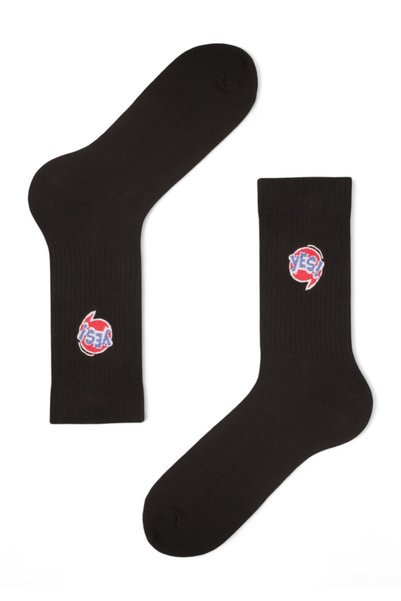 Soma Κάλτσες Unisex Rib με κέντημα Yes - Μαύρο