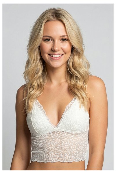 NEWBRA LINGERIE Bralette New Bra Ivory Whisper Δαντελένιο με Ενίσχυση & Χιαστ...