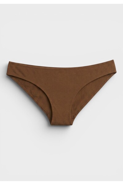 KOTA Γυναικείο Bikini Slip Modal Με Διακριτικές Ραφές Κοπτοράπτη 3Pack Καφέ-Τ...