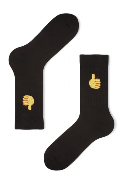 Soma Κάλτσες Unisex Rib με κέντημα Like - Μαύρο