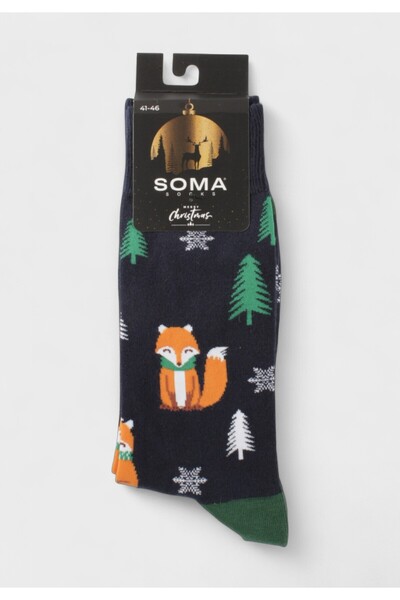Soma Χριστουγεννιάτικες Κάλτσες Socks "Winter Fox" - Μπλε