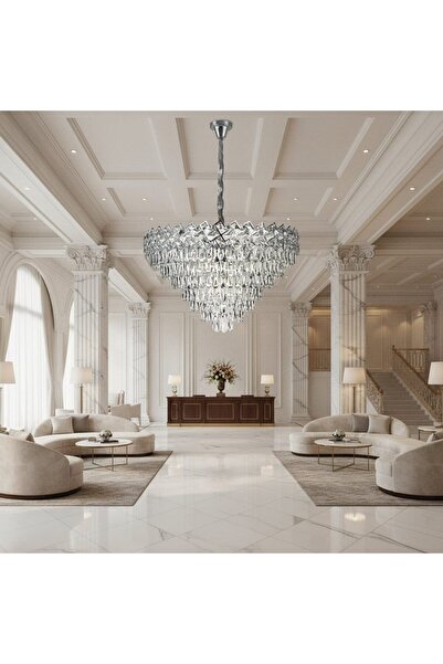 SELEXMO Candelabru Cristal WINDSOR Supremo 10xE14, Diametru 80cm, Crom Lucios...