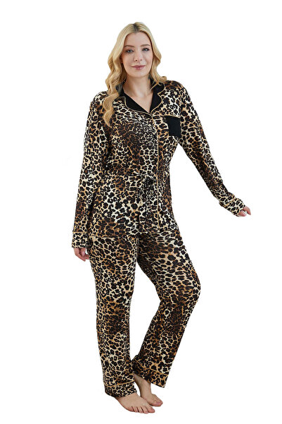 Sevim Πιτζάμα Plus Size Love Animal Prints - Μαύρο
