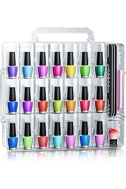 TERRIFI Nail Polish Organizer - Transparent Holder for 48 Bottles, Double-Sid...