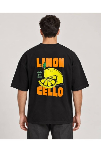 CANMODA Black Oversize Limoncello Printed Men's T-Shirt