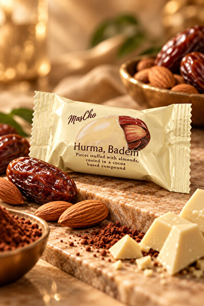 İlkbenaldim Badem Dolgulu Beyaz Çikolata Kaplı Hurma | 250 Gram