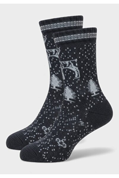 Pro Socks Γυναικεία Μάλλινη Κάλτσα Cozy Reindeer σε Ανθρακί Χρώμα