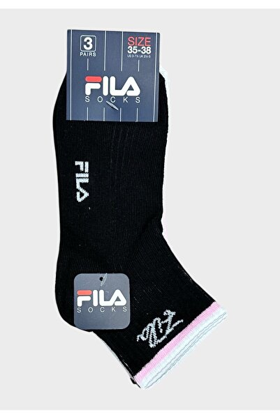 FILA Παιδικές Κάλτσες Κοριτσιών Ημίκοντες 3pack Ροζ/Λευκό/Μαύρο - Πολύχρωμο