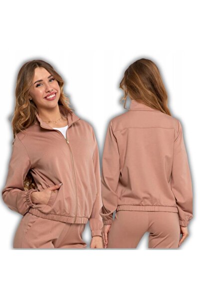MORAJ Hanorac de damă fără glugă, cu fermoar, ușor, elegant, la modă, XL BEJ