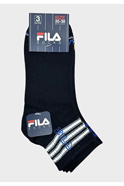 FILA Παιδικές Κάλτσες Αγοριών Ημίκοντες 3pack Navy με Ρίγες - Μπλε