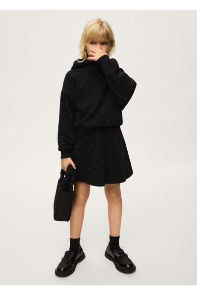 MAYORAL Girl's Black Glitter Skirt Sweatshirt Set