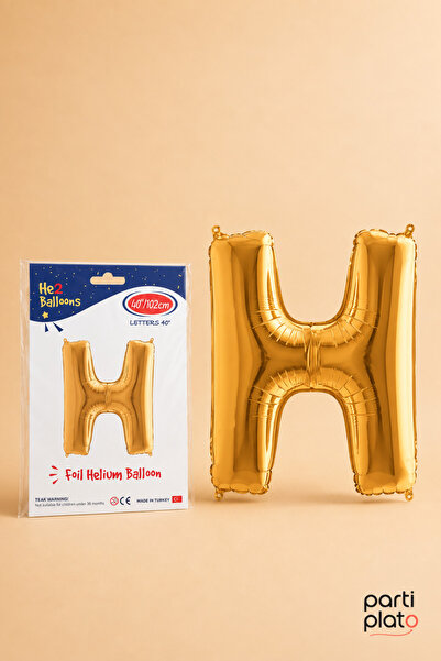 He2 Balloons Gold Foil Balloon Letter H 40 Inch 102 Cm, Helium Compatible Gol...