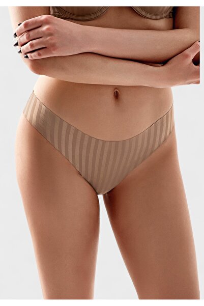 NEWBRA LINGERIE Εσώρουχο New Bra Seamless Capucino Ριγέ με Σιλικόνη - Καπουτσίνο