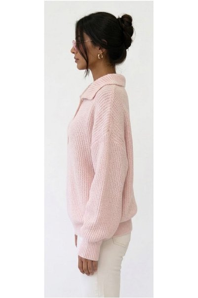 AÇELYA TEKSTİL Polo Collar Women's Knitwear Soft Touch • Comfortable Fit the Coolest Thing about Pink