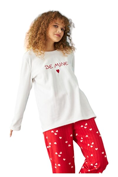 Siyah İnci Πιτζαμα γυναικεία Fleece Be Mine - Λευκό