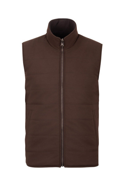 BRANDHILLS Kahve Renk Çift Taraflı Polyester & Yün Yelek