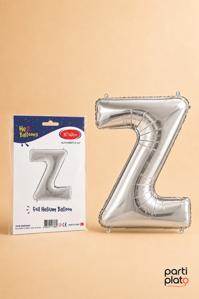 He2 Balloons Silver Foil Balloon Letter Z 16 Inch 40 Cm, Silver Color Name an...